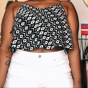 Black Patterned Crop Top